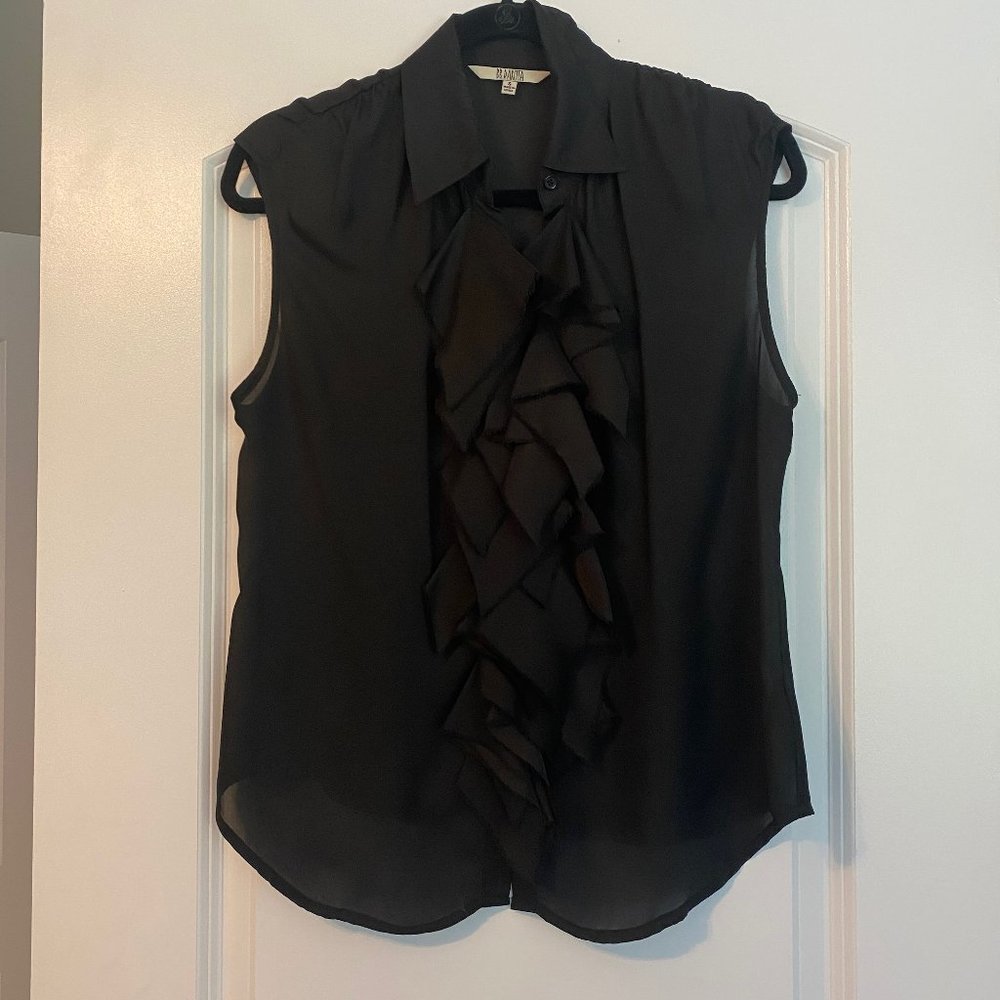 BB Dakota button up sheer ruffle sleeveless blouse Small